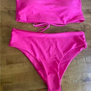 Vibrant Pink lace up Bikini Set